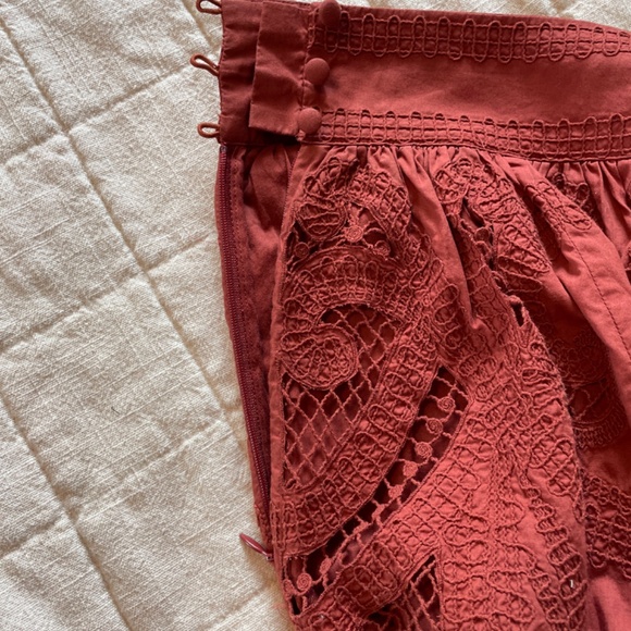 NWT Sézane Sophie Skirt brown (lace/embroidered) - Picture 3 of 12
